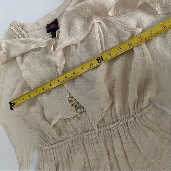 2b bebe boho bohemian flutter sleeve beaded crocheted gauze cream blouse XS - Picture 10 of 11